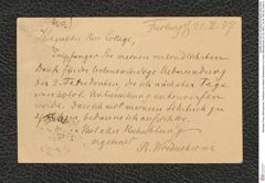 Nachlass Franz Steindachner, Postkarte von Robert Wiedersheim an Franz Steindachner (21.02.1887), Inv.Nr. 593.02, Seite 2